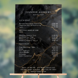 大理石、黒金ゴールド、サロン アクリルサイン