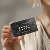 大理石、黒金ゴールド、サロン、写真、QRコードロイヤリティ 名刺