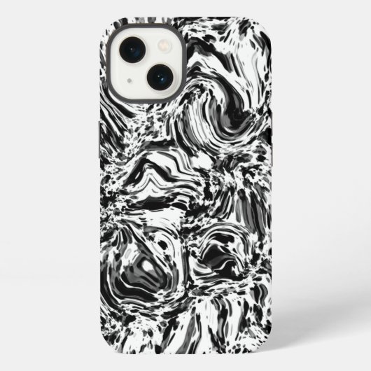 大理石 – 黒 – 壁紙 – パターン iPhoneケース (裏面)