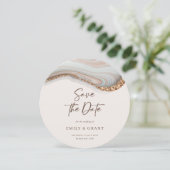 大理石Agate日付のラウンド招待状 シーズンカード (スタンド正面)