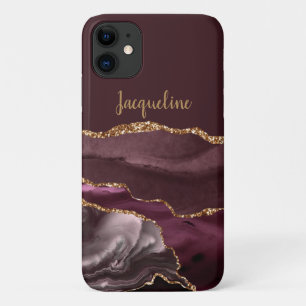 大理石Geode Burgundy金ゴールドDusty Pinkスクリプト名 iPhone 11 ケース