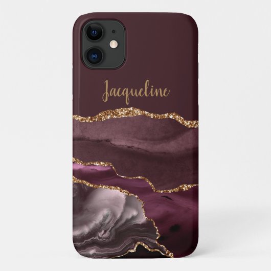大理石Geode Burgundy金ゴールドDusty Pinkスクリプト名 Case-Mate iPhoneケース (裏面)