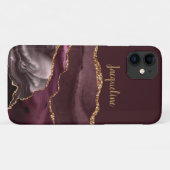 大理石Geode Burgundy金ゴールドDusty Pinkスクリプト名 Case-Mate iPhoneケース (裏面(横))