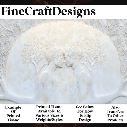 大理石LGBTQカップルの愛の彫刻X5Decopage 薄葉紙