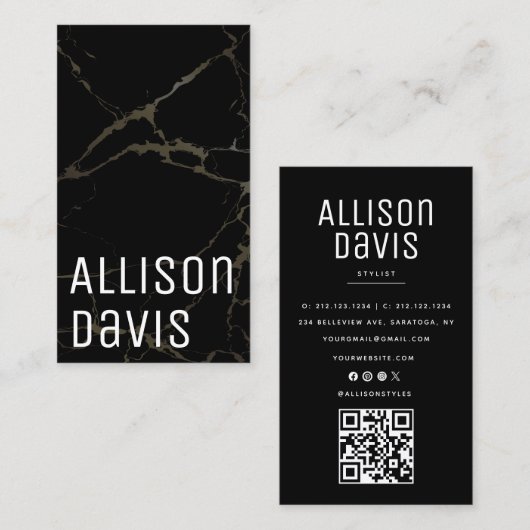 大理石QRコード 名刺 (正面/裏面)