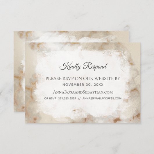 *~*大理石QRコードWebサイトAR2結婚式RSVP  エンクロージャーカード (正面/裏面)