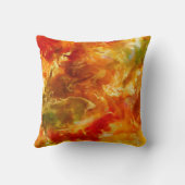 大理石re，オレンジ，金ゴールド，緑の大理石プリント枕 クッション (裏面)