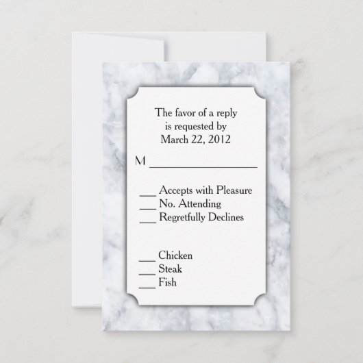 大理石RSVPとメニュー選択 出欠カード (正面)