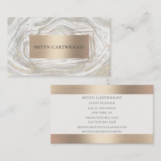 大理絵を描石と金ゴールド 名刺 (正面/裏面)