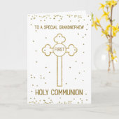 大甥ファーストホーリーコミュニオン金ゴールドルッククロス カード (黄色い花)