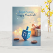 大甥 ハヌカ Dreidel ソフトグロウ カード (黄色い花)