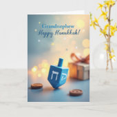 大甥 ハヌカ Dreidel ソフトグロウ カード (黄色い花)