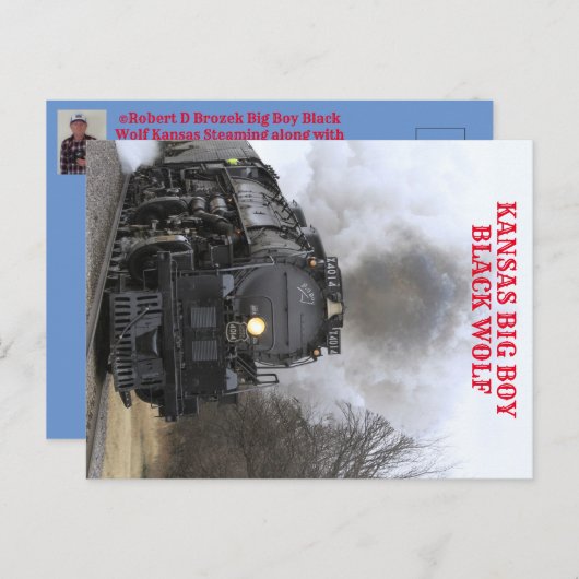 大男が湯気を立てて歩く ポストカード (正面/裏面)