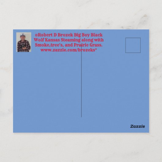 大男が湯気を立てて歩く ポストカード (裏面)