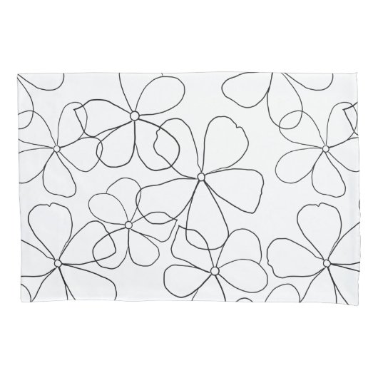 大白黒手描き花枕 枕カバー (正面左)