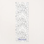 大白黒手描き花 ヨガマット (正面)