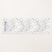 大白黒手描き花 ヨガマット (正面(横))