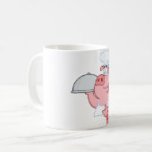 大皿の印を握っている幸せなブタのシェフ コーヒーマグカップ (正面左)