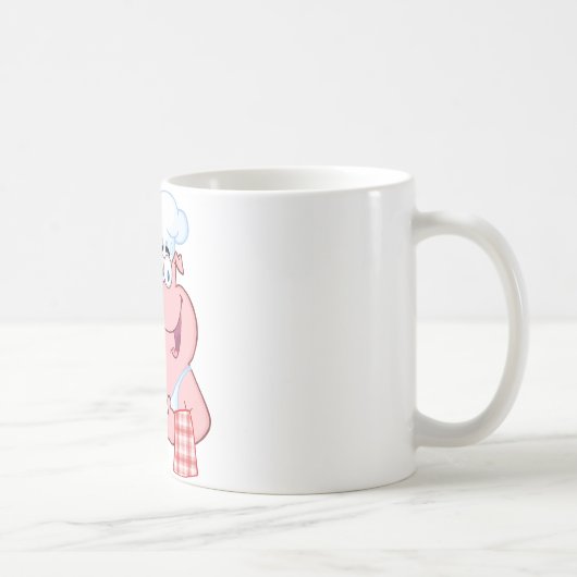 大皿の印を握っている幸せなブタのシェフ コーヒーマグカップ (右)