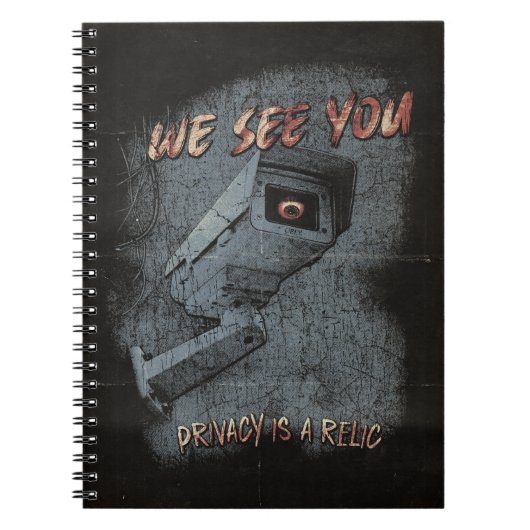 大目を見張る – テクノ – ディストピアのストリートウェアデザイン ノートブック (正面)