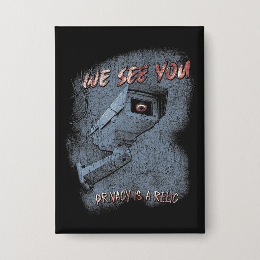 大目を見張る – テクノ – ディストピアのストリートウェアデザイン 缶バッジ (正面)