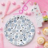 大石板ブルーシルバージオメトリックサークル ペーパープレート (パーティー)