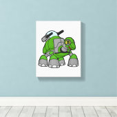 大砲を持つロボットとしての亀 キャンバスプリント (インサイチュ (ウッドフロア))