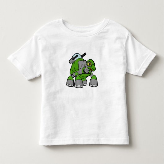 大砲を持つロボットとしての亀 トドラーTシャツ (正面)
