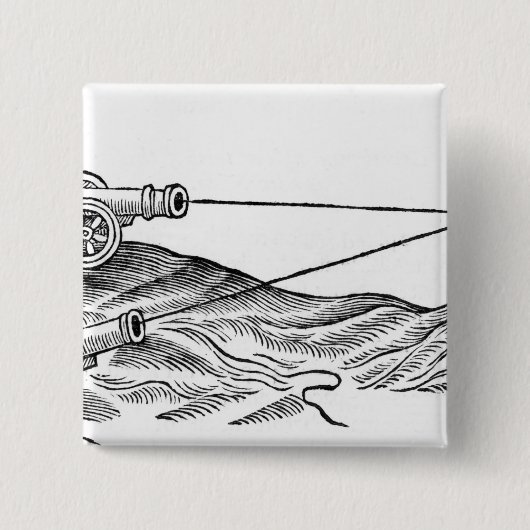 大砲火のイラストレーション 缶バッジ (正面)