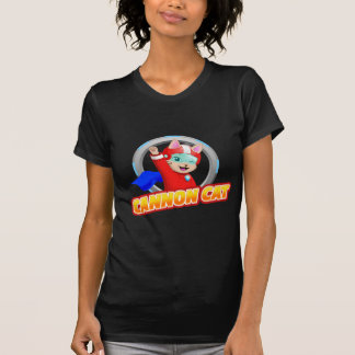 大砲猫の暗い女性のTシャツ! Tシャツ