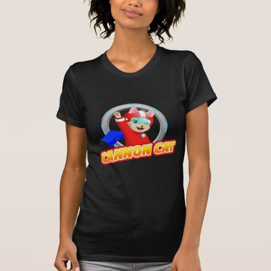 大砲猫の暗い女性のTシャツ! Tシャツ (正面)