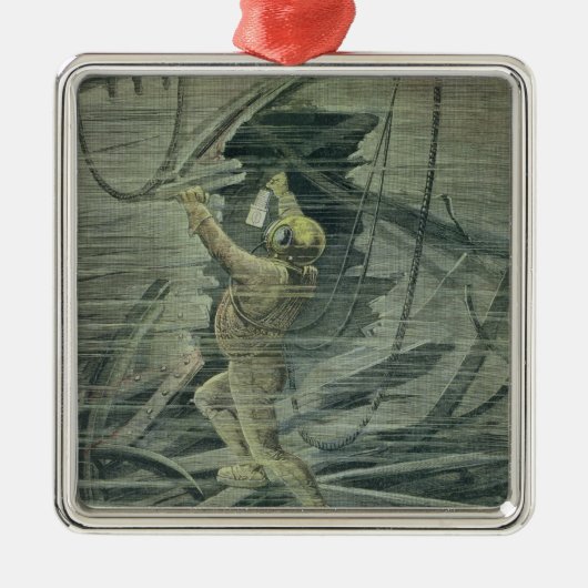 大破を見ている深海のダイバー メタルオーナメント (正面)