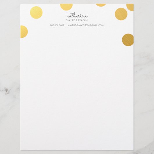大紙吹雪スポットモダンはっきりした金ゴールドフォイルグレイ レターヘッド (正面)
