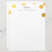 大紙吹雪スポットモダンはっきりした金ゴールドフォイルグレイ レターヘッド (正面/裏面)