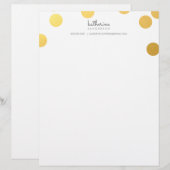 大紙吹雪スポットモダンはっきりした金ゴールドフォイルグレイ レターヘッド (正面/裏面)