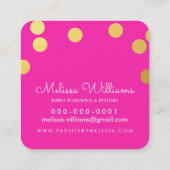 大紙吹雪スポット可愛いラックスフェイク金ゴールドフォイルピンク スクエア名刺 (裏面)