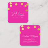 大紙吹雪スポット可愛いラックスフェイク金ゴールドフォイルピンク スクエア名刺 (正面/裏面)