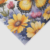 大素晴らしきな黄色い花の中の蝶 薄葉紙 (詳細)
