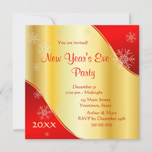 大素晴らし晦日パーティー2022年金ゴールドと赤 招待状 (正面)