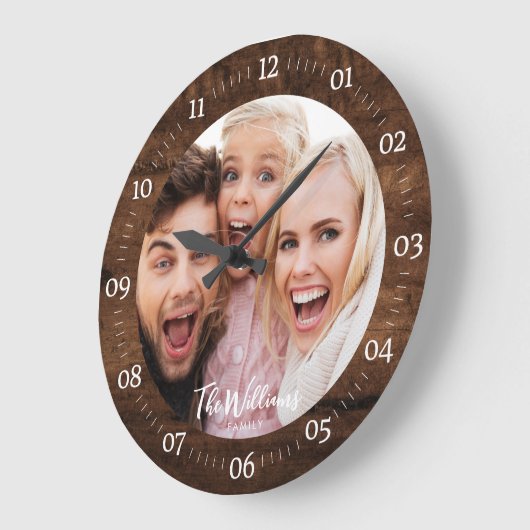 大素朴時計のスクリプモダント付き家族写真 ラージ壁時計 (傾斜)