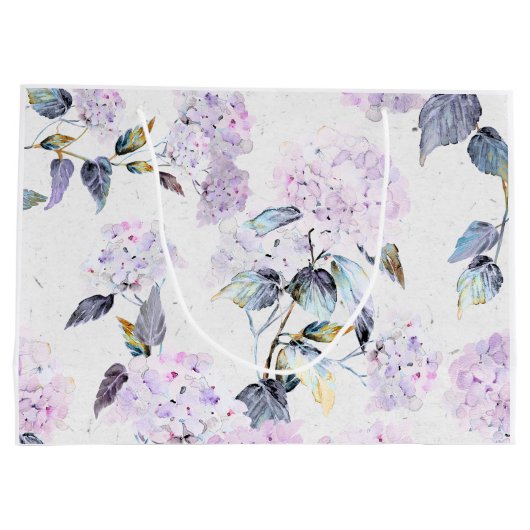 大紫紫紫紫紫陽花ウォーターカラーフラワー抱き枕 ラージペーパーバッグ (裏面)