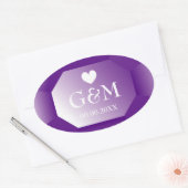 大紫色の宝石モノグラム結婚式の引き出物 楕円形シール (封筒)