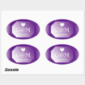 大紫色の宝石モノグラム結婚式の引き出物 楕円形シール (シート)