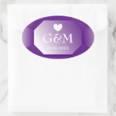 大紫色の宝石モノグラム結婚式の引き出物 楕円形シール (バッグ)