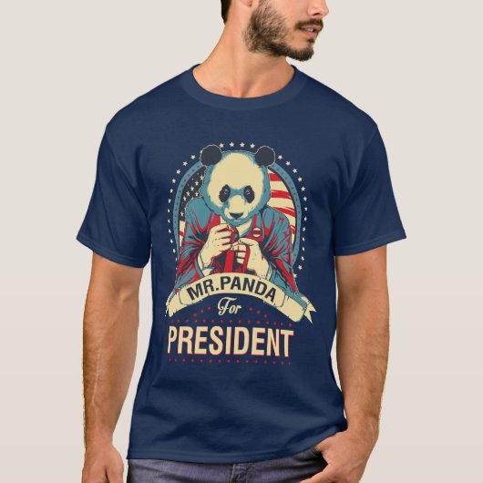 大統領のおもしろいなTシャツのためのpanda氏 Tシャツ (正面)