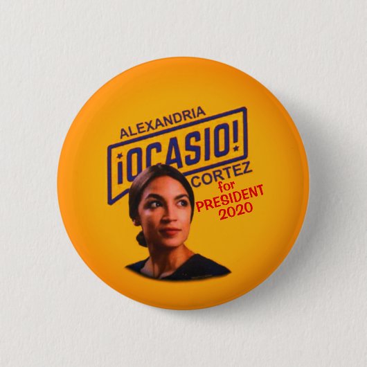 大統領のためのアレキサンドリアOcasio Cortez 缶バッジ (正面)