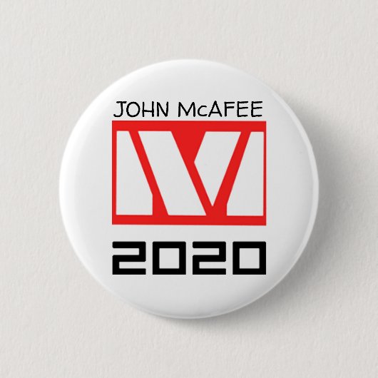 大統領のためのジョンMcAfee 缶バッジ (正面)
