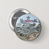 大統領のためのヒラリー2012年の銀製のワシ 缶バッジ (正面&裏面)