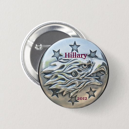 大統領のためのヒラリー2012年の銀製のワシ 缶バッジ (正面&裏面)