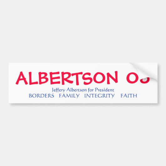 大統領のためのALBERTSON バンパーステッカー (正面)